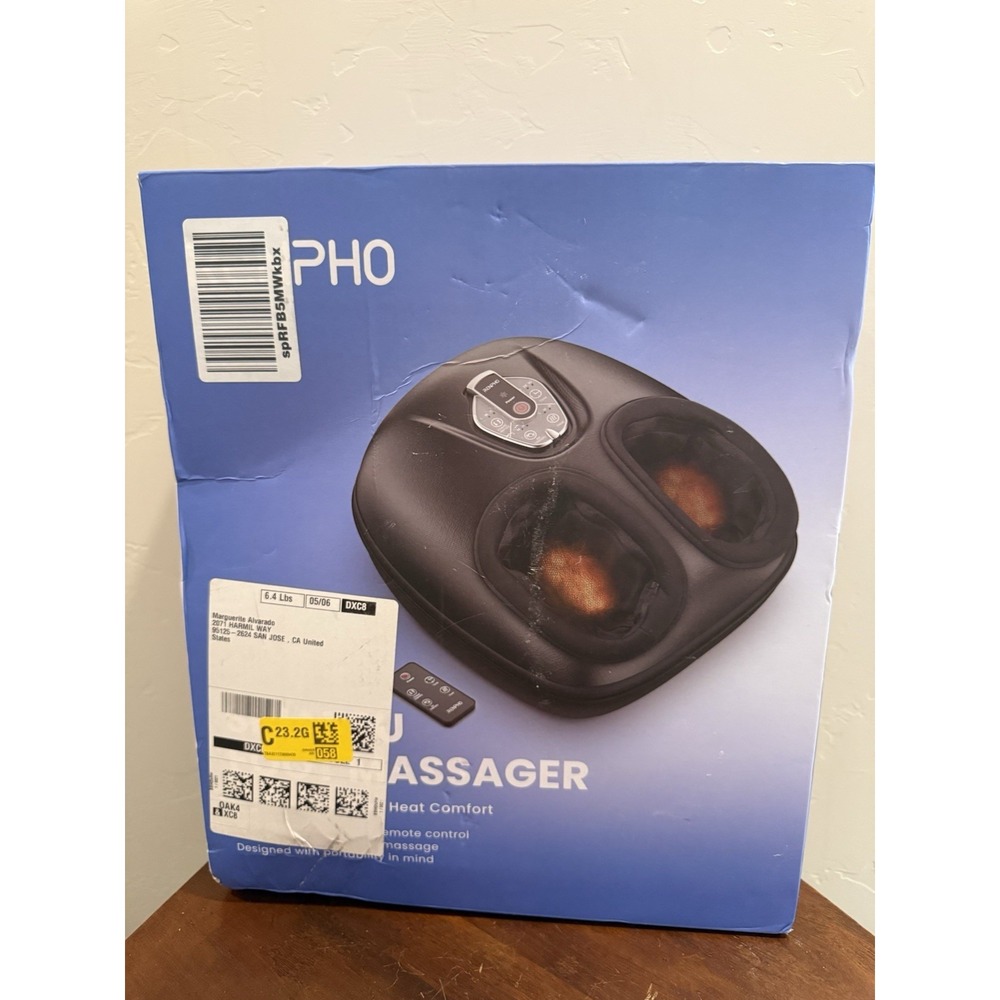 New Shiatsu Foot Massager with Heat and Remote Control Black Deep Kneading